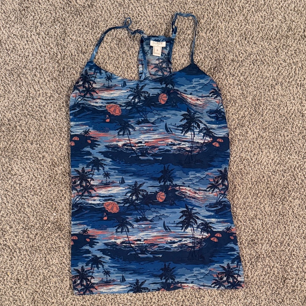 J. Crew Blue and Pink Tropical Print Top